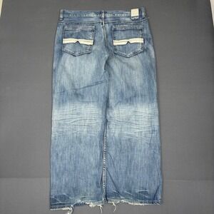 Y2K Helix Loose Straight Light Wash Baggy Denim Jeans Men's Size 38x30 Whiskered